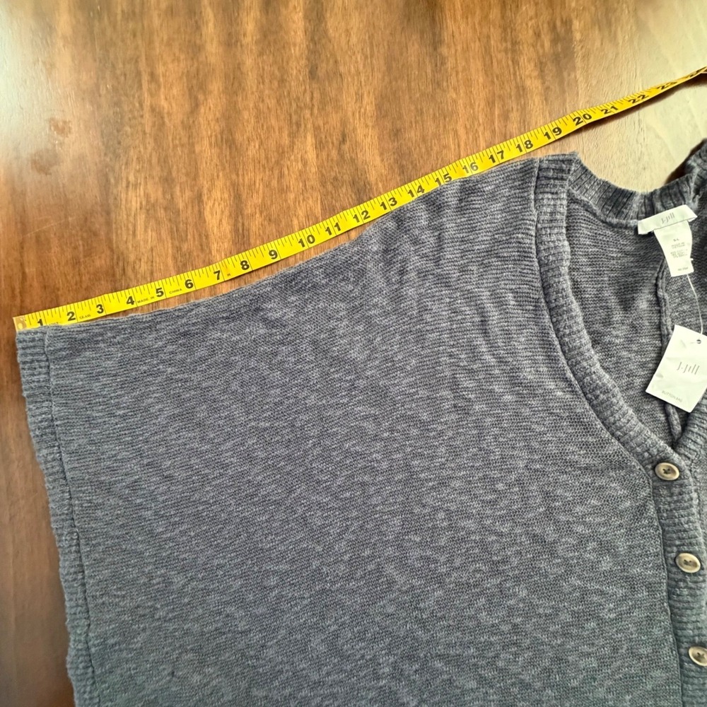 NWT J. Jill Womens Black Pearl Marled Grey Button Front Poncho Ruana Cardigan - Picture 7 of 8